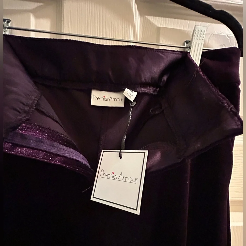 NWT JCPenny Premier Amour Velvet Plum Fitted Boot leg Pants - Picture 5 of 7